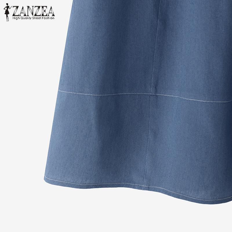ZANZEA Women Casual Patch Pocket Elastic Waist Loose Skirt