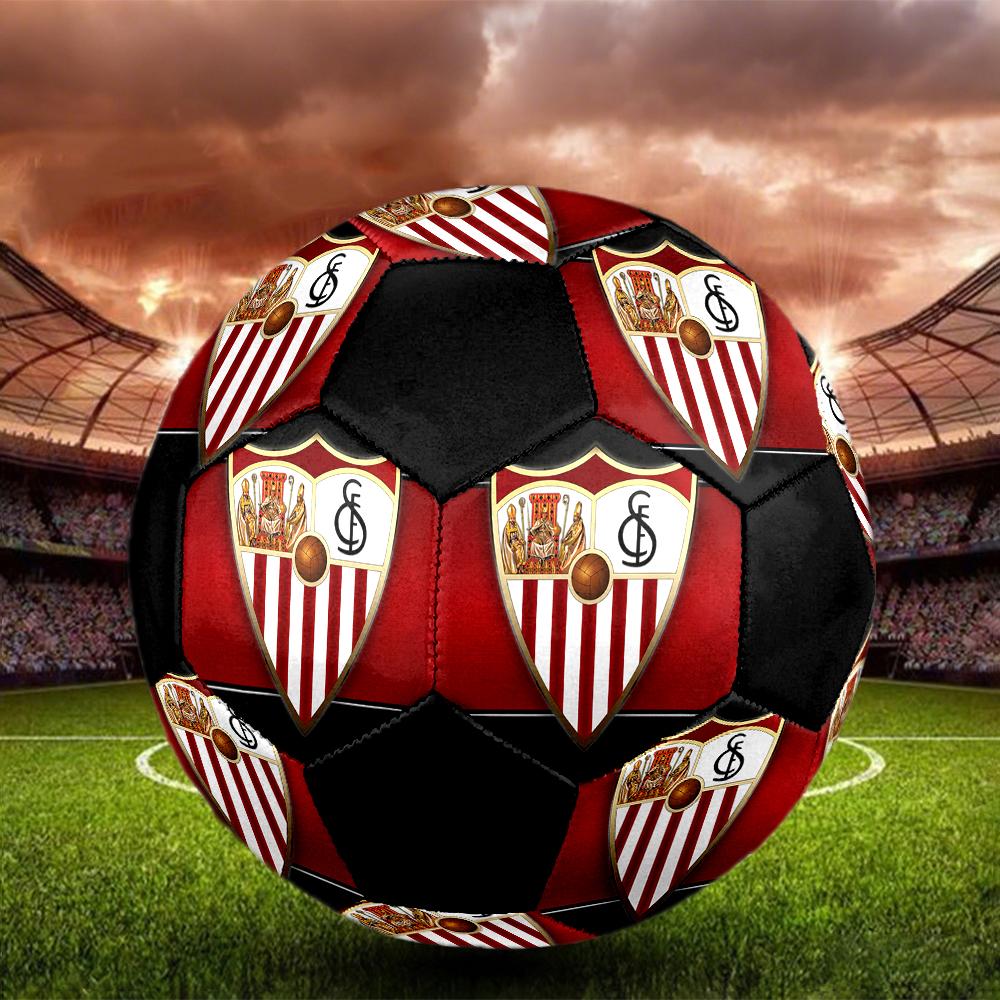SIZE 5 Sevilla FC Soccer Ball Colorful All Ages Machine Stitched PVC Competition Ready Durable High-Bounce