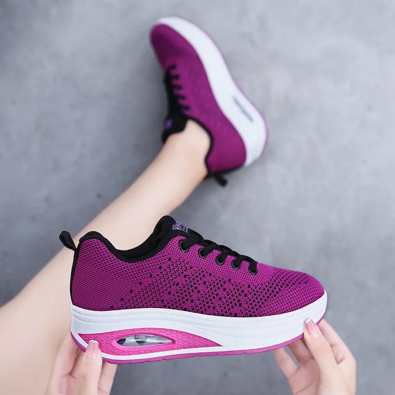 Women's Sports Shoes Breathable Hollow Casual Outdoor Comfortable Shoes Lightweight Thick Sole Large Size Women's Shoes