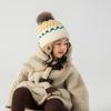 Jacquard Baby Knitted Hat Hairball Kids Earmuffs Cap Fashion Children Beanies Cap  Windproof