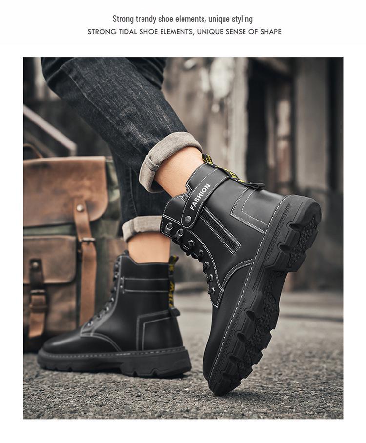 Men's High-Top Outdoor Work Boots – Autumn Mountaineering and Motorcycle Shoes, Trendy Labor Protection Footwear