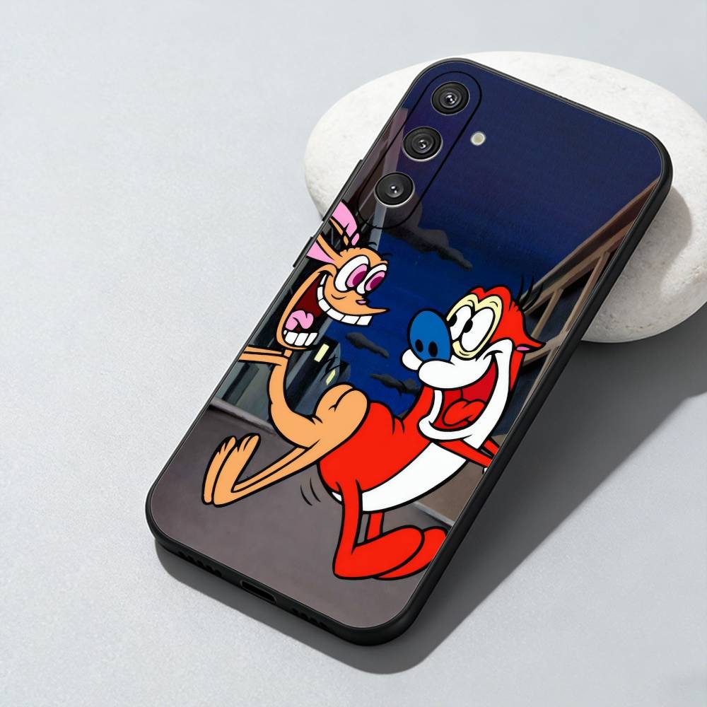 

Classic Cartoon The R-Ren and Stimpy Phone Case For Samsung Galaxy A73,A72,A71,A70,A52,A51 Others Soft Black Cover Samsung a50 30s 50s
