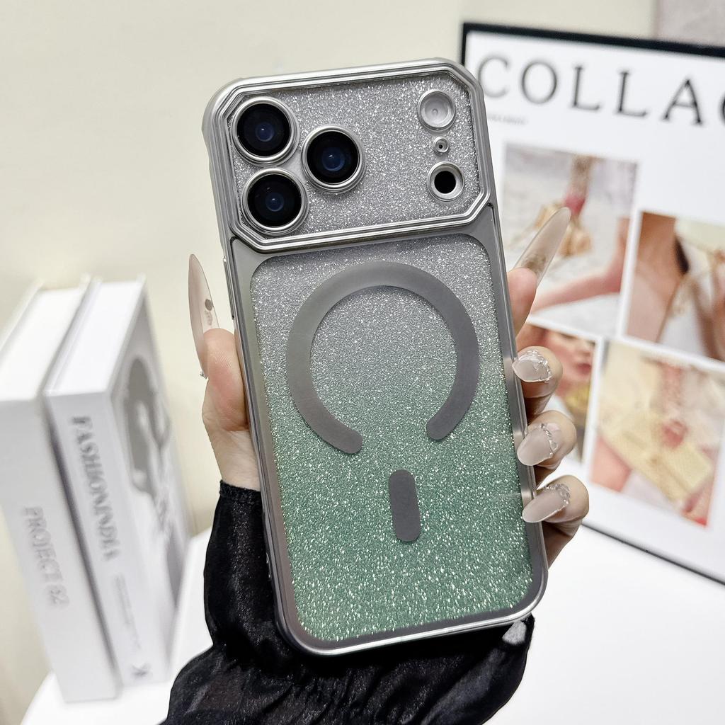 iPhone 16 Pro Max Glitter Gradient Magnetic TPU Case for Large Window Apple 17 Series