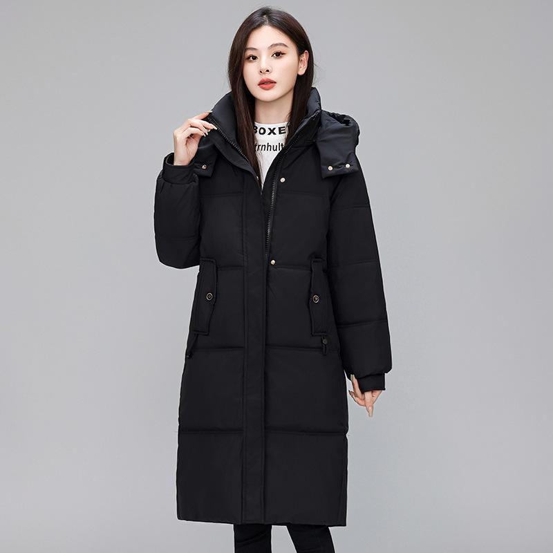 Down Jacket Women's Mid-length Winter Fashion Korean Style Removable Hood Warm Duck Down Jacket Winter