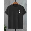 European Sizes Men'S Casual Short Sleeve T-Shirt with Ace of Spades Graphic Print - Black Regular Fit Round Neck Summer Tee for Casual Attire