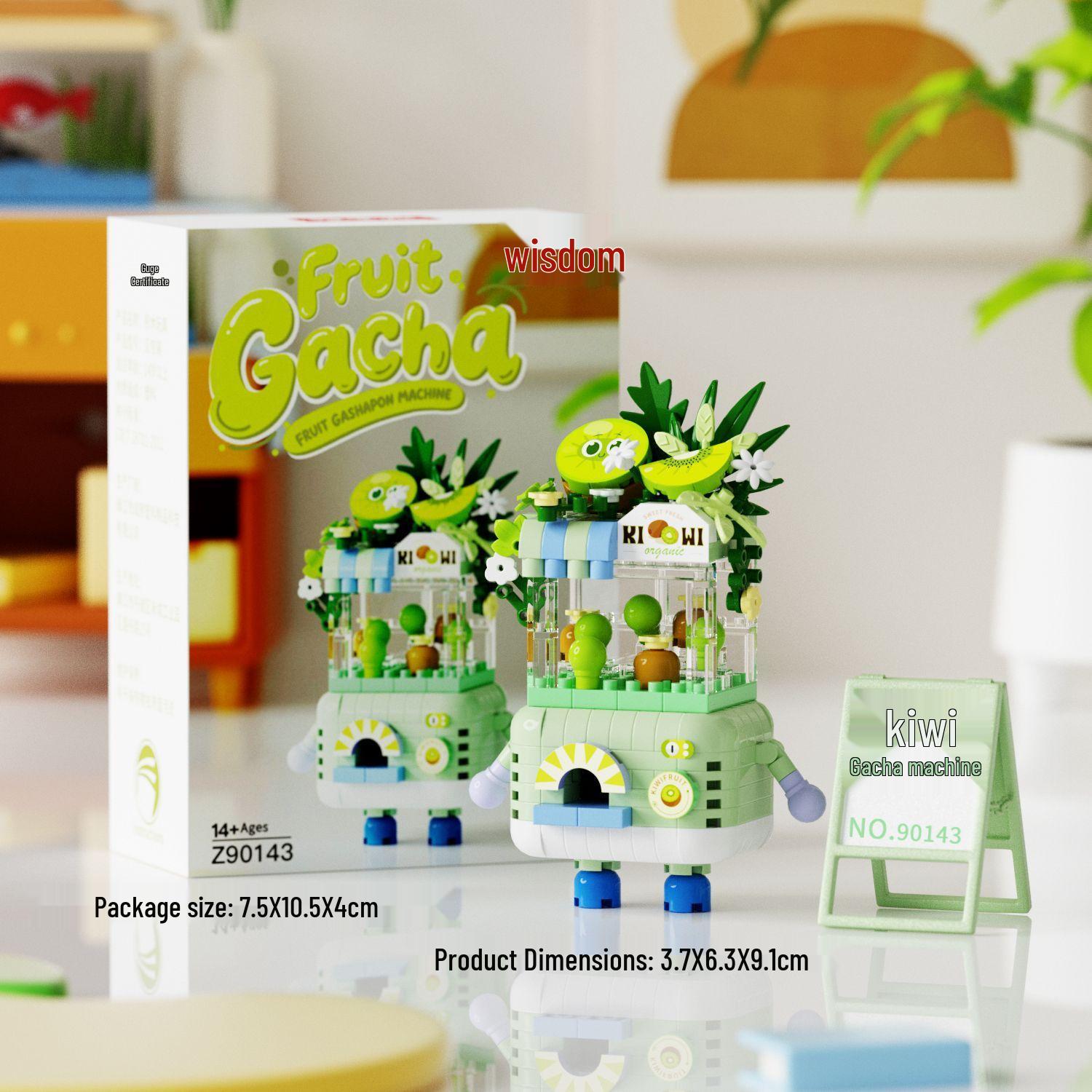 Creative Cartoon Fruit Gashapon Machine Building Blocks Educational Toy and Wooden Desktop Ornament