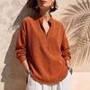 Women S Solid Stand Collar Long Sleeve Loose Corduroy Top