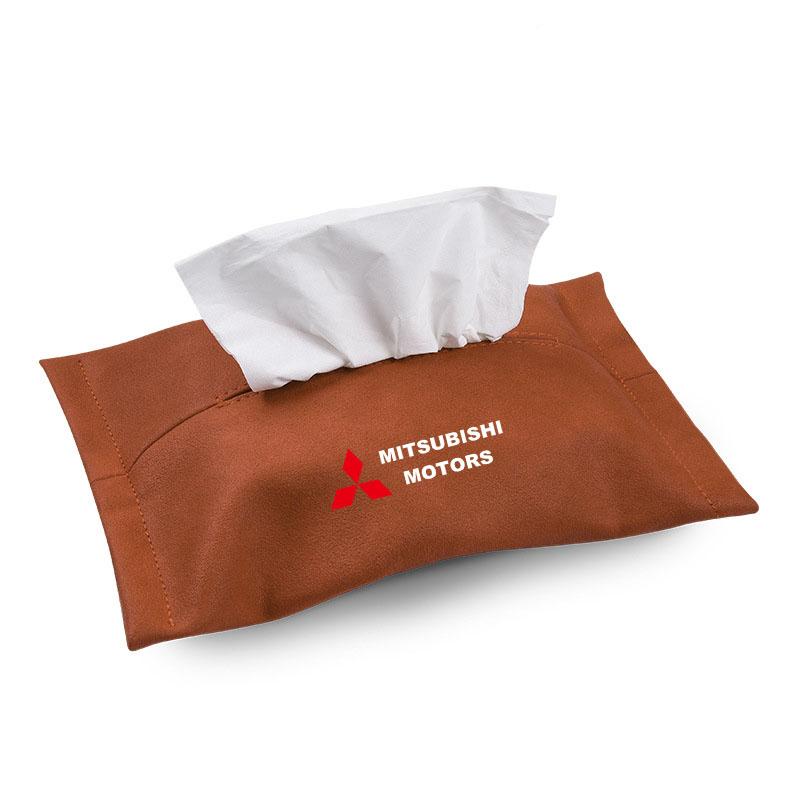 Car Tissue Box Leather Auto Paper Towel Storage Bag for Mitsubishi Lancer Mirage Pajero Asx 10 Outlander 3 l200