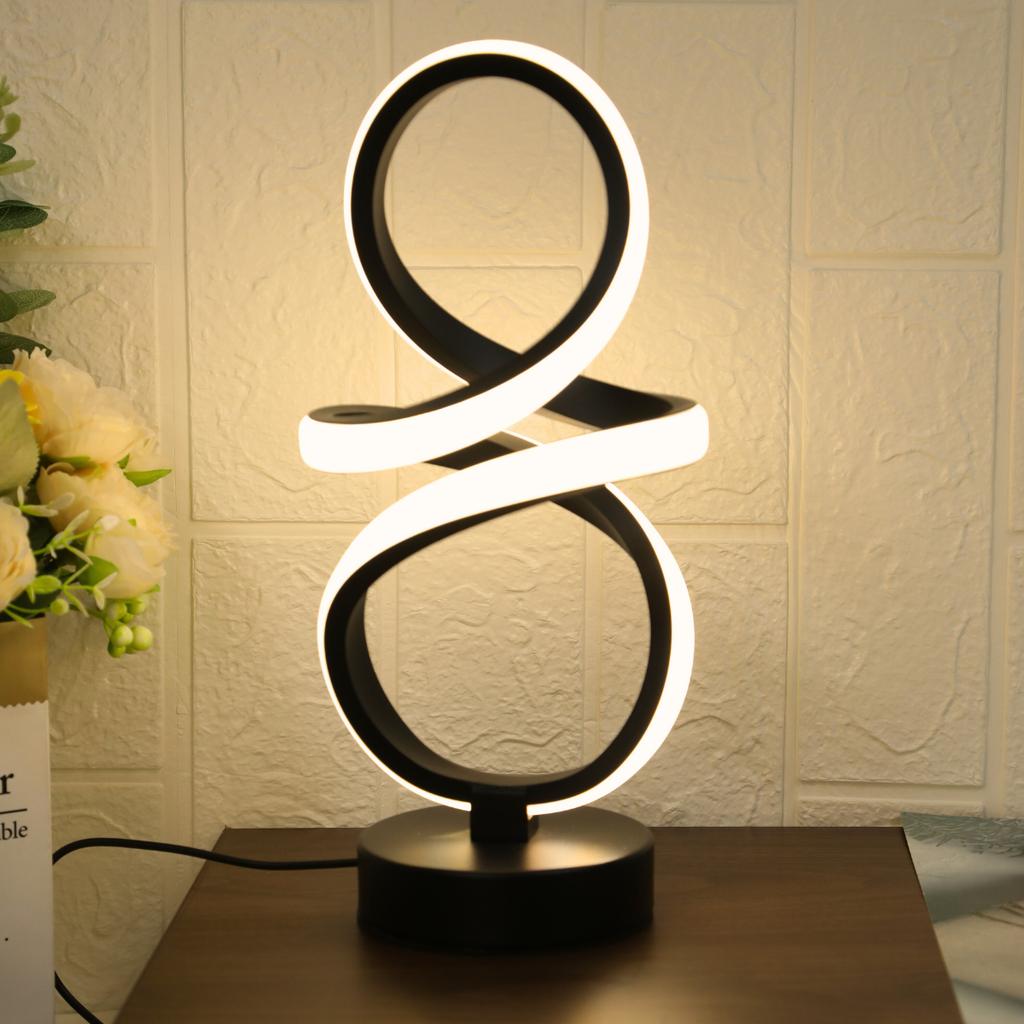 Creative spiral LED table lamp, adjustable in 3 colors, USB power supply, suitable for home bedrooms, offices, and study rooms