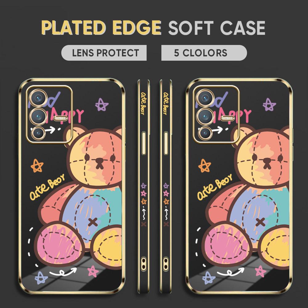 For Honor 90 70 50 X7a X9a P30 Pro P40 Lite Infinix Hot 40i 30i Vivo Y22 Y18 V30 Pro V40 Colorful Bear Design Soft Full Lens Protect Phone Casing