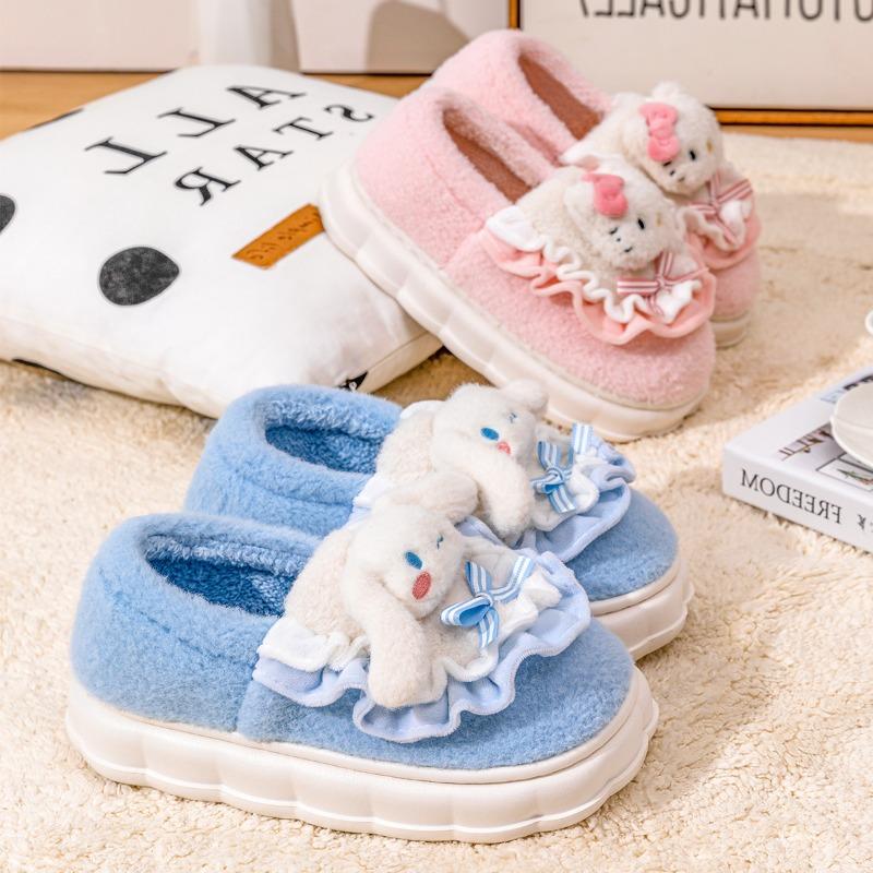 Baotou slippers women's winter new home indoor bag heel non-slip thick bottom plush outer wear cotton mop winter