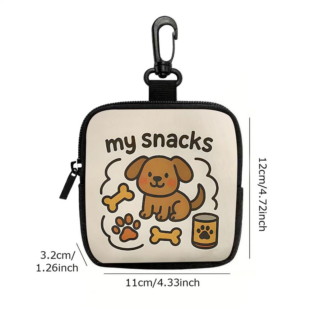 1pc Dog Print Dog Treat Bag with Hook and Zipper - Pet Training Set Puppy Pet Training Walking Bag Dog Training Accessories
