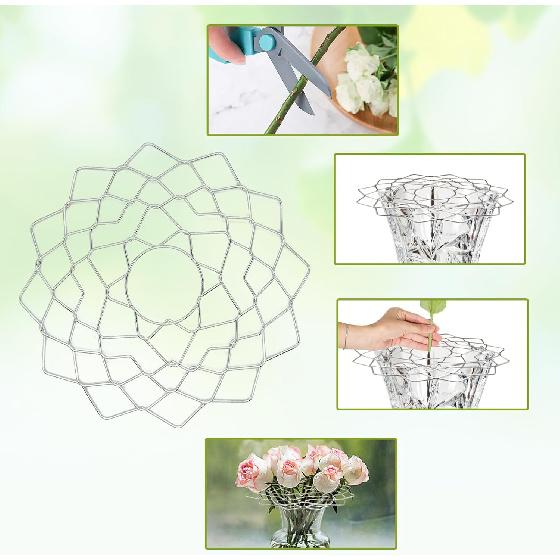 3 Size Flower Frog Grid Bouquet Stem Holder for Vase Artificial Flowers Arrangement,Flower Arranging Floral Frogs Kenzan Lid with Clips for Ikebana
