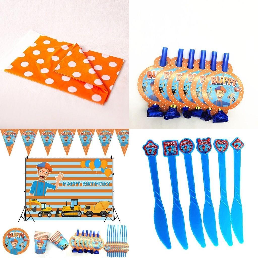 Exquisite Blippi Toy Party Supplies Plates Cups Straw Banner Balloons