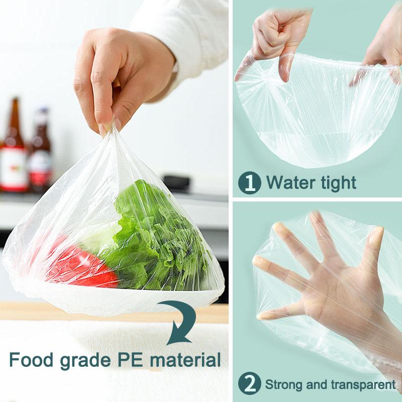 100pcs Disposable Food Cover Plastic Wrap for Fruit Bowl Cup Cap Elastic Lids Bag Home Kitchen Fresh Keeping Storage Saver