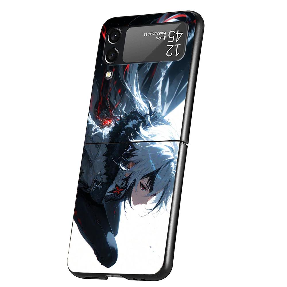 Arlecchino Genshin Impact Cover Phone Case For Samsung Galaxy Z Flip 7 6 5 4 3 5G Flip7 Flip6 Flip5 Flip4 Flip3 Black Fundas She