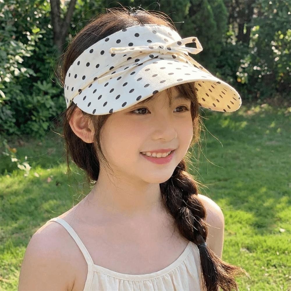 Bow Decor Sun Hat Polka Dot Duckbill Cap Sweet Visor Hat  Outdoor Travel Beach