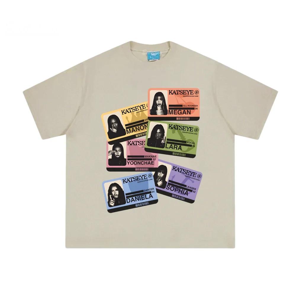 Girl Group KATSEYE Member Identification Card Style Poster Graphic Print TShirt Men Women Summer Cotton Oneck Oversized NewTee