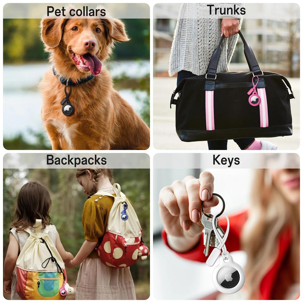 2Pcs Case For Apple Airtags Locator with Strap Protective Cover Anti-Lost Keychain Case for Airtag Holder Tracker Keys Bags Luggage