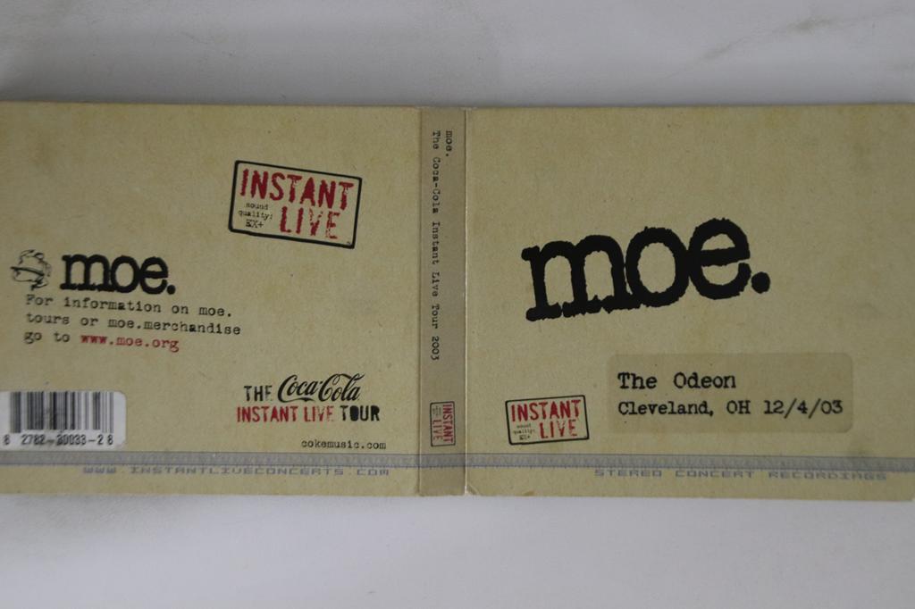 CD MOE. - Odeon - Cleveland, Oh, 12/04/03 NONE INSTANT LIVE 2004 US Rock Used