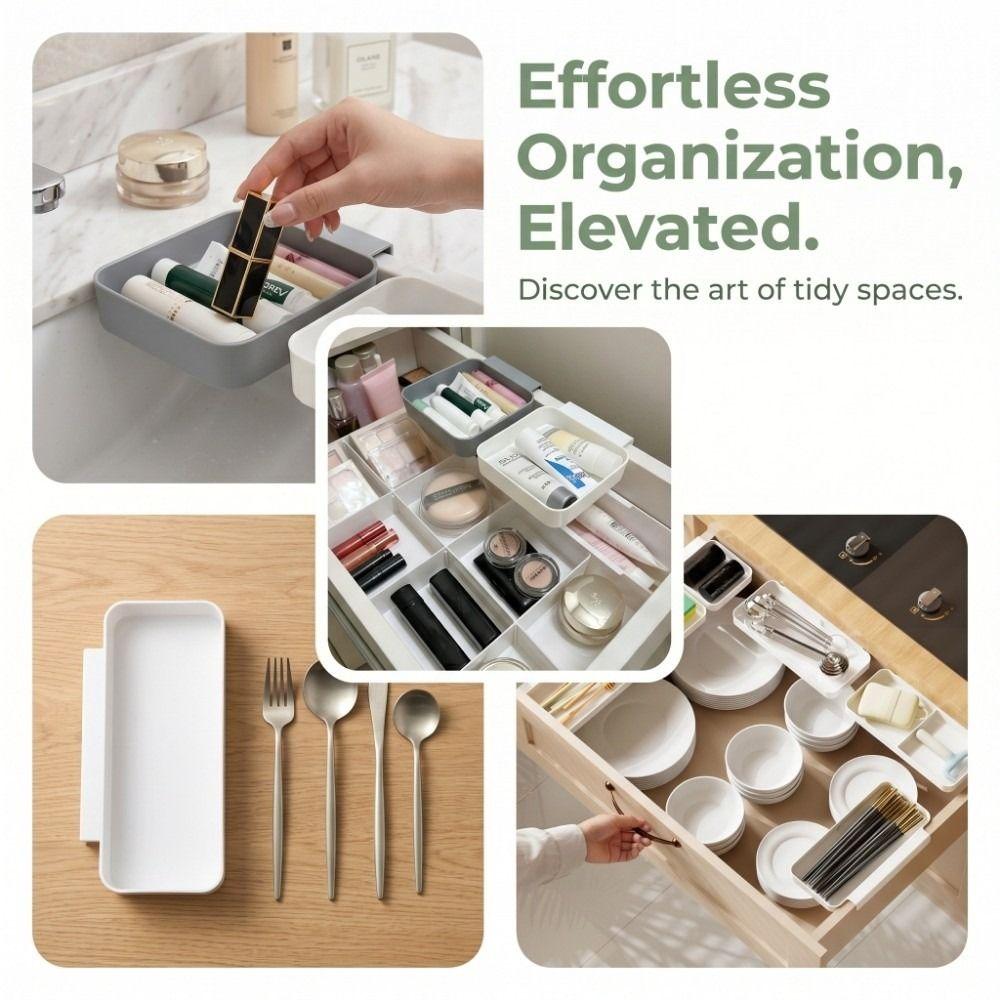 3Pcs Partitioned Storage Drawer Storage Box Set Practical Drawer Organizer Trays Desk
