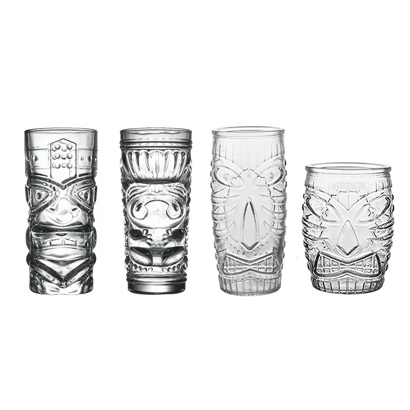 

Bar Tiki Glasses Tiki Mug- Hawaiian Style Glass Clear Tumblers 400-600ml