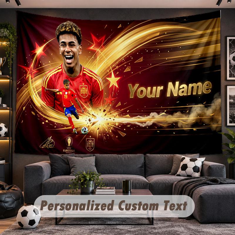 Arazzo da Appendere alla Parete Nome Personalizzato Modello Lamine Yamal Tessuto Stampato Personalizzato Decorazione Murale