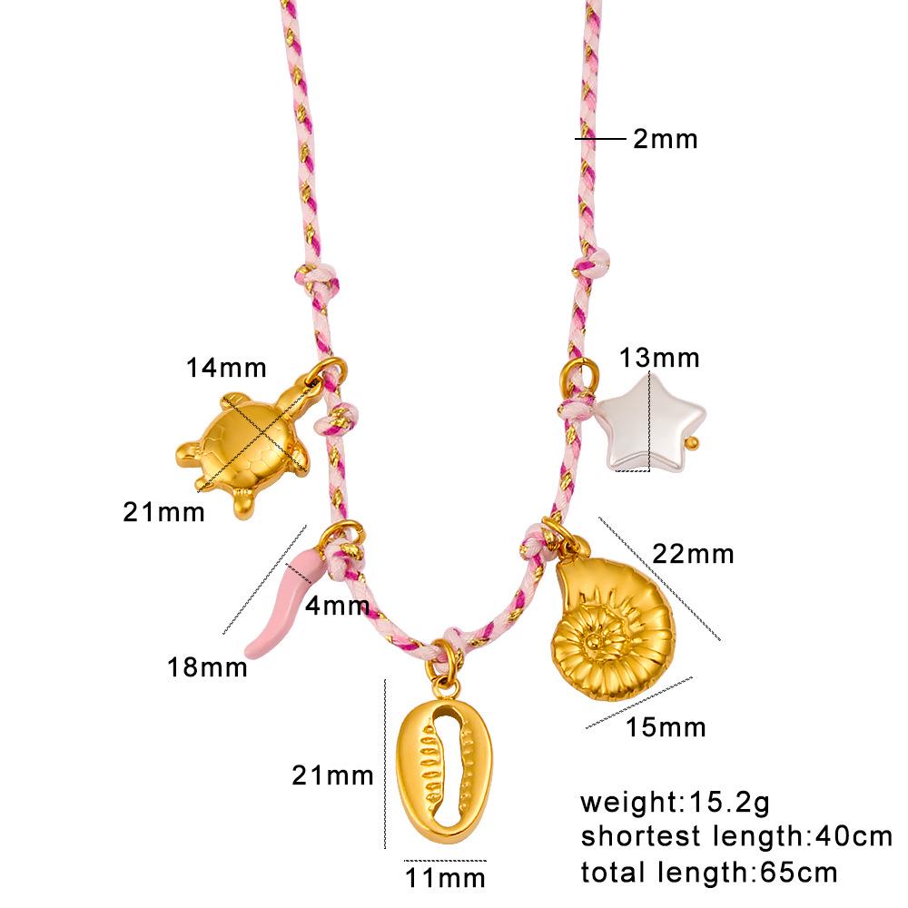 Trendy Knotted Rope DIY Multi-Pendant Necklace: Titanium Steel 18K Gold Adjustable Braided Luxury Clavicle Chain