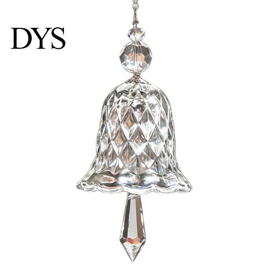 Indoor Home Hanging Decor Faux Crystal Bell Suncatcher, Glass Prism Wind Chime Ornament, Clear Garden Ornament for Trees Christmas Tree Rainbow Maker