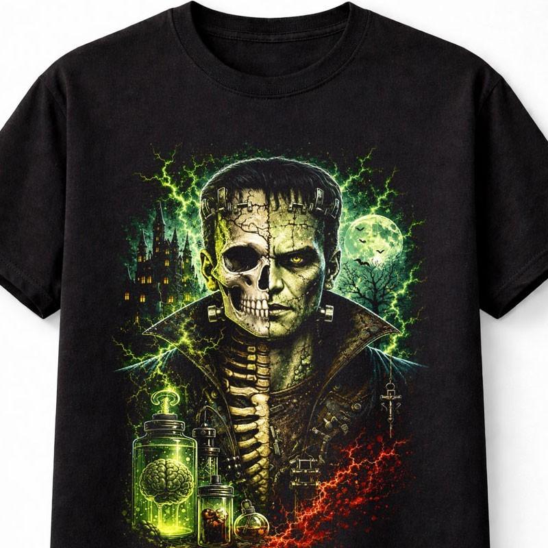 Frankenstein Monster Skeleton Gothic Horror Halloween Unisex TShirt