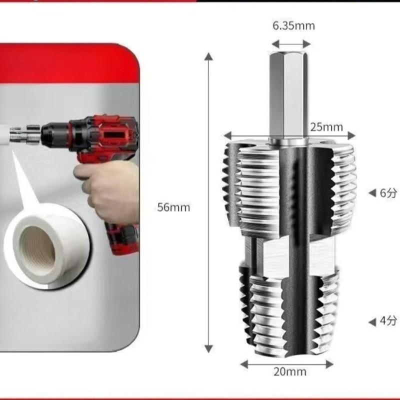 2Pcs Universal Water Pipe Hole Opener 4/6 Point & 1 Inch Hex Shank Drill Bit for Pipe Tapping