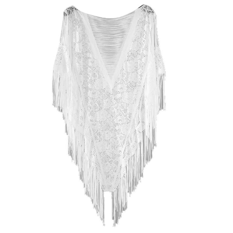 Elegant Hollows Out Womens Shawl Versatiles Breathable Sheer Polyester Shawl for Daily Use and Gifting белый