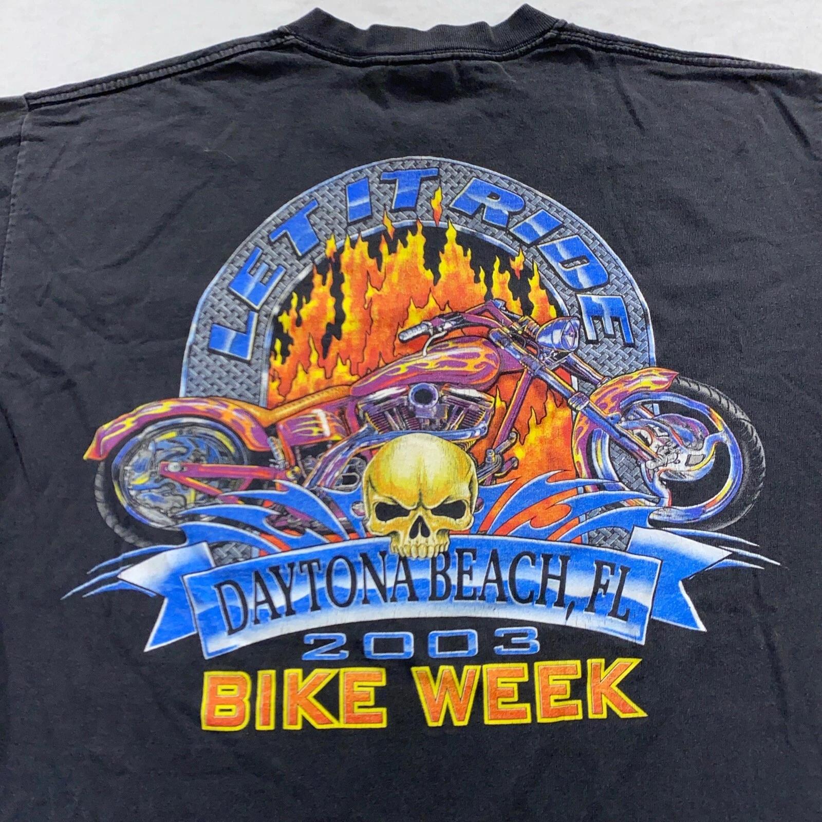 vintage 2003 DAYTONA BEACH FLORIDA BIKE WEEK T-Shirt MEDIUM motorcycle 90s 2XL