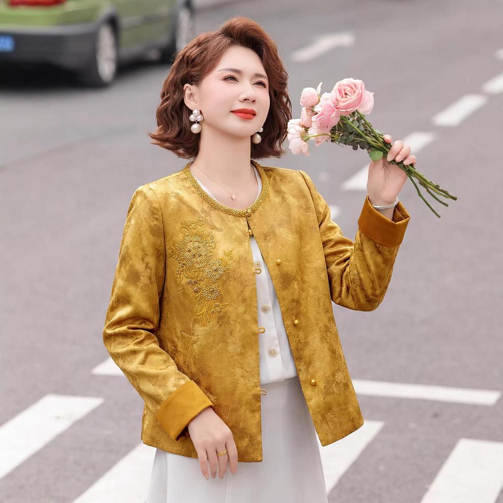 Mom's 2026 Embroidered Spring Jacket - Versatile Style for Middle-aged and Elderly Women