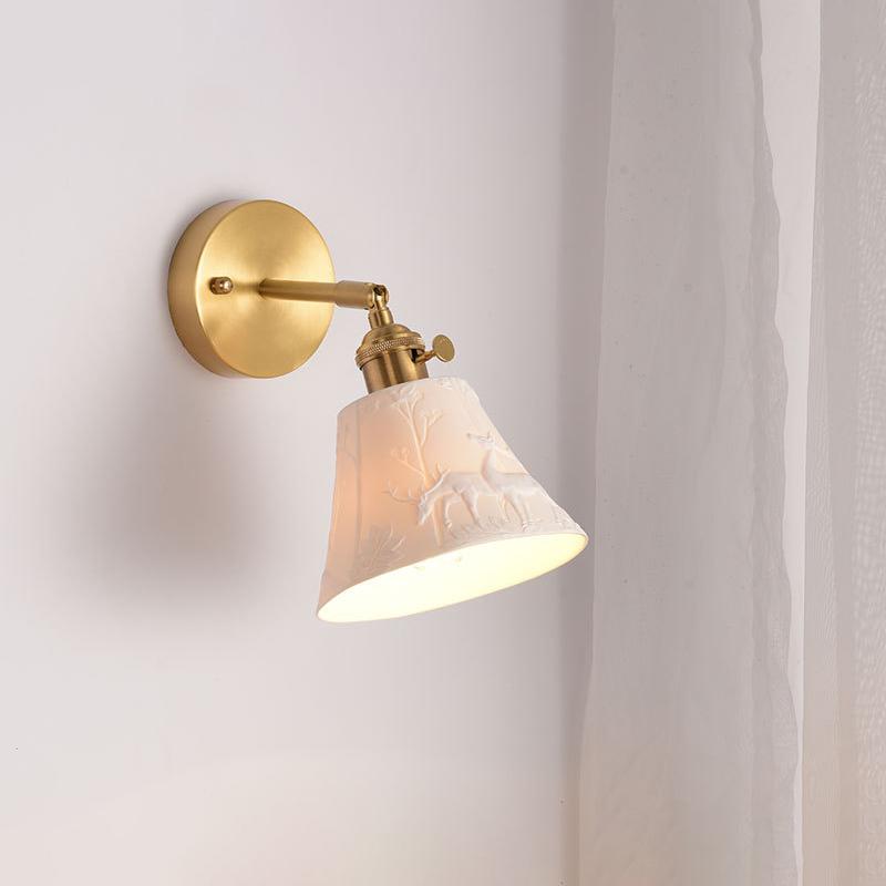 Japanese Retro Brass Wall Lamp Modern Nordic Bedside Mural Simple Bathroom Mirror Mirror Headlight