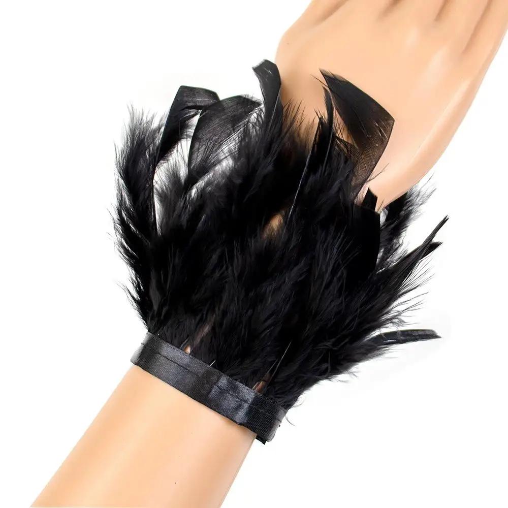 Removable Sticky Ostrich Feather Wristband Decoration Clothing Cuff Hat Handmade DIY Accessories Holiday Party Decoration