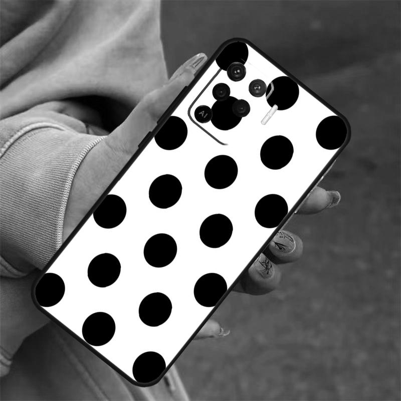 Black And White Polka Dot For OPPO A53S A57S A54 A74 A94 A17 A77 A58 A78 A98 A5 A9 A96 A76 A16 A52 A72 A79 A15 Case