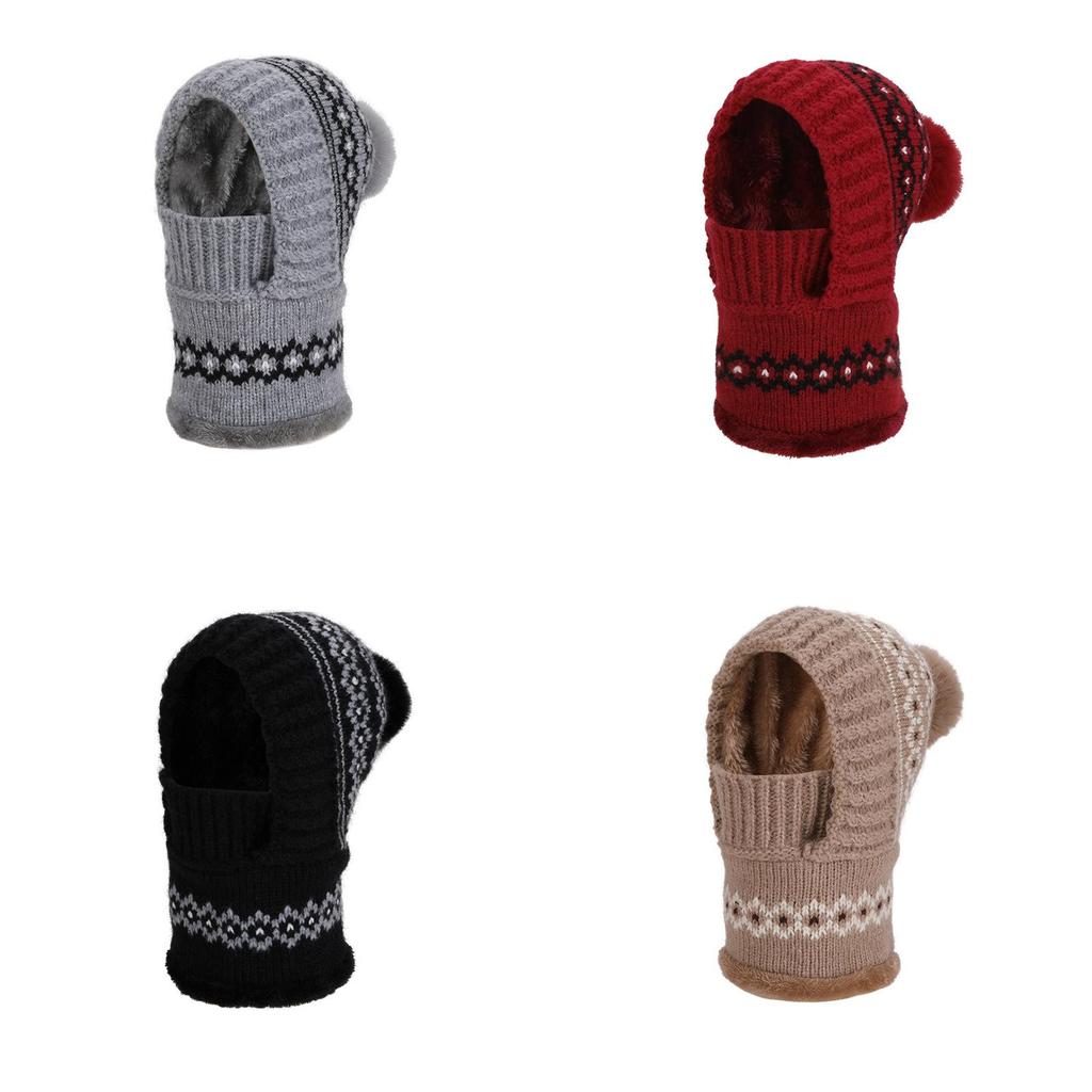 Acrylic Knit Hat With Face Mask And Ear Cover For Winter Warmth And Wind Protection