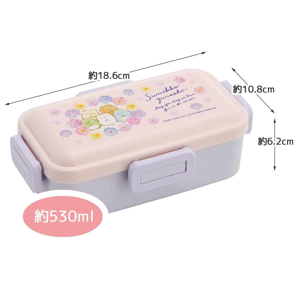 Skater Antibacterial Soft Bento Box with Domed Sumikkogurashi Flower Made in Lid, 530ml, Design, Japan, PFLB6AG-A