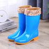 New Medium Tube Waterproof Rain Shoes Rain Boots Water Shoes Women's Fashion Adult Rubber Shoes Overshoes Velvet Water Boots Non-slip Work Summer