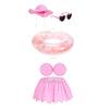 1 Set Porch Goose Outfits Outdoor Garden Lawn Yard Goose Statue Striped Shirt Red Hat Hawaii Bikini Swim Ring Holiday Party Dress-up Clothing