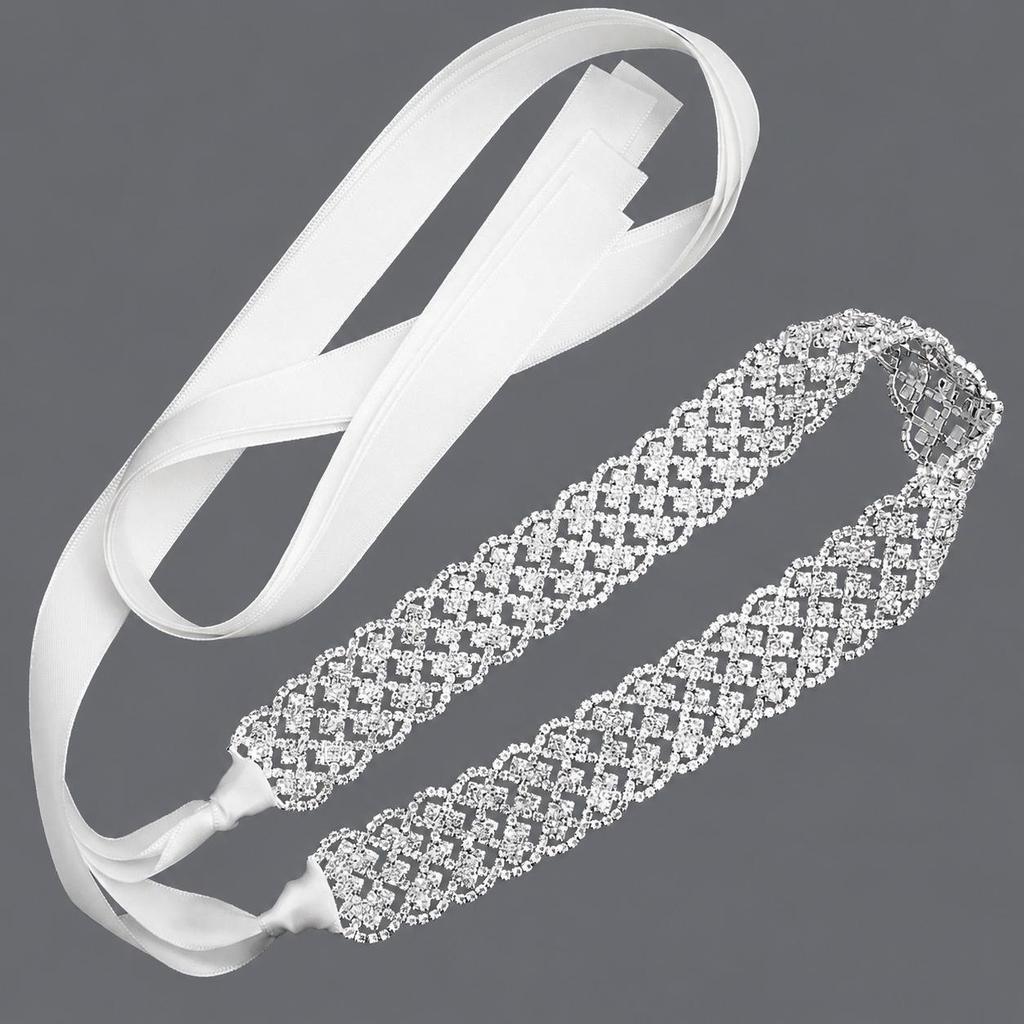 Elegant Silver Rhinestone Wedding Belt – Versatile High-End Dress Accessory for Fashion Shows and Performances