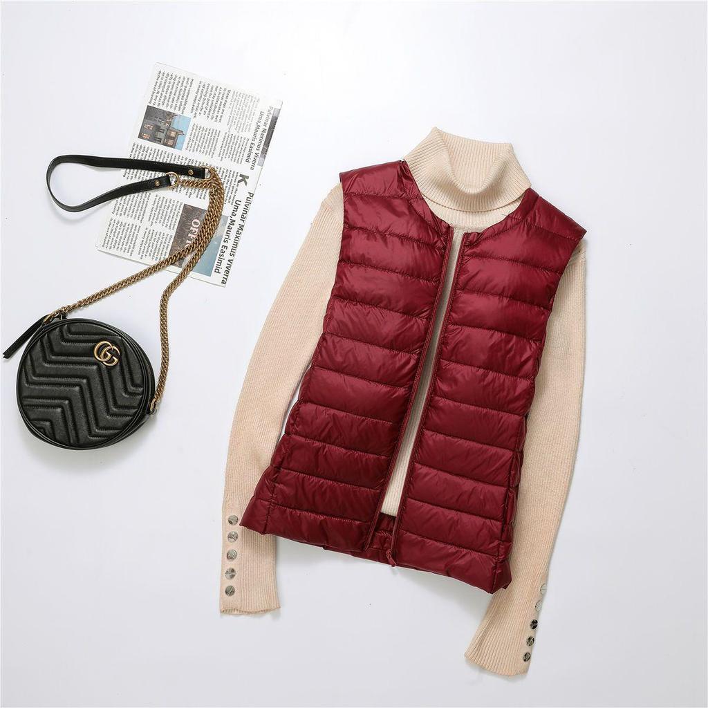 Women's Plus Size Lightweight White Duck Down Vest - Short Style for Middle-Aged & Elderly