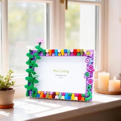 Cornice per Foto con Blocchi da Costruzione Fai da Te Fiore di Primavera Pin Yi - Espositore Creativo Fatto a Mano e Regalo per Bambini