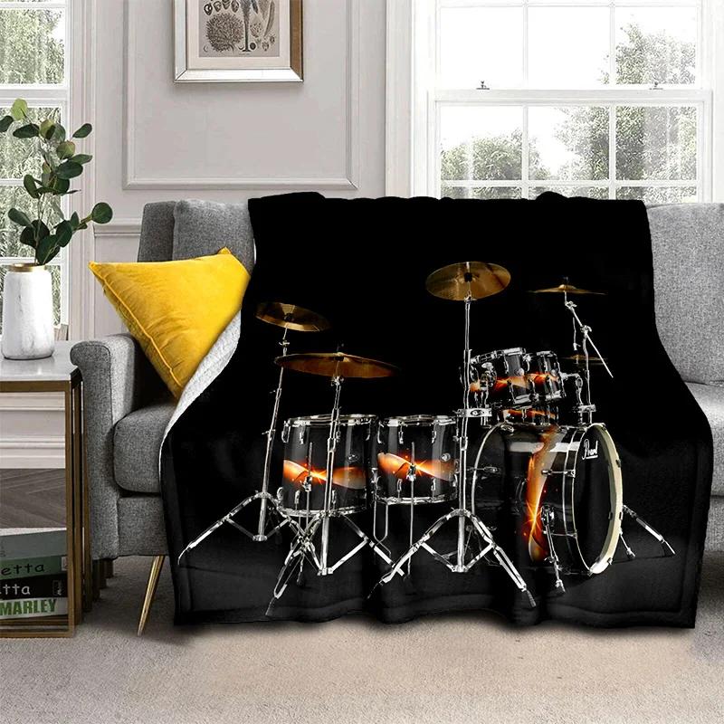Music Instruments Drum Kit  Drum Set Blanket,Soft Throw Blanket for Home Bedroom Bed Sofa Picnic Travel Office Cover Blanket Kid