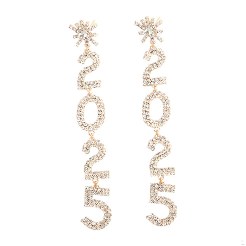 Frohes Jahr Ohrringe Tropfen Strass Hänger Handgefertigt Buchstaben