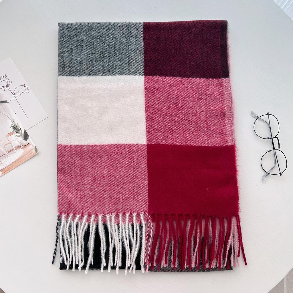 Scarf New imitation cashmere color plaid scarf female Korean version autumn and winter plaid scarf fringed shawl scarf