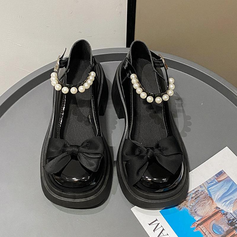Fashion Bow-Knot Soft Shoes Woman Flats Oxfords Clogs Platform Butterfly Dress Leather Summer New Creepers Mary Janes Butterfly-knot