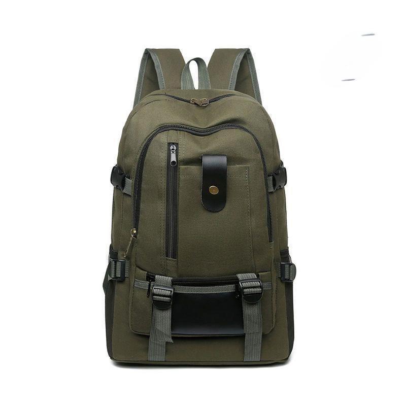Men's Large Capacity Wear-Resistant Canvas Tool Backpack for Construction and Travel