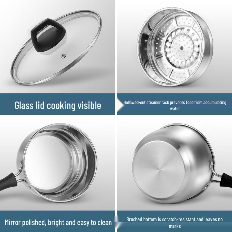 ZISIZ 201 Stainless Steel 20cm Steamer & Soup Pot